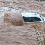 CAR SWEPT AWAY FLOOD RIVER